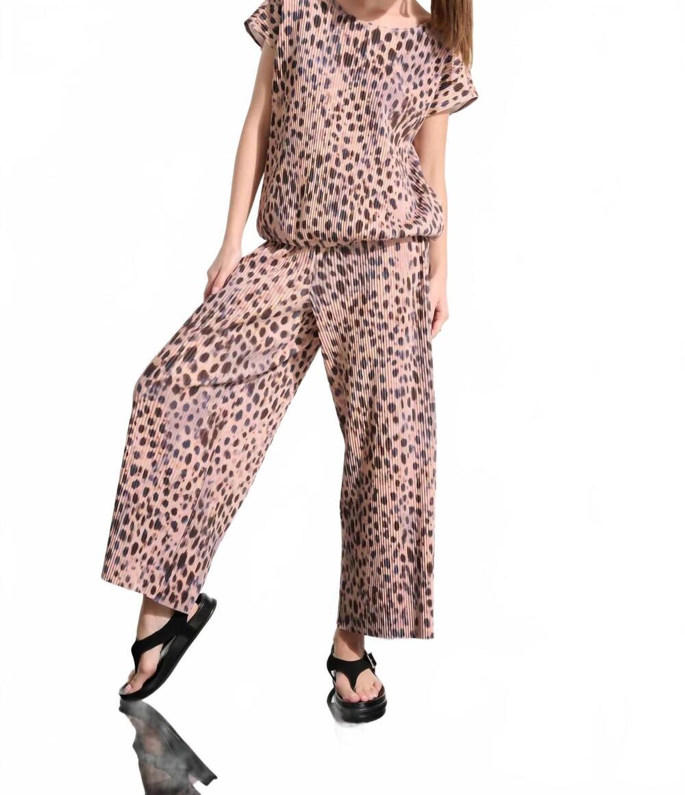 NEW JOSEPH RIBKOFF pleated animal print cocoon top in beige multi